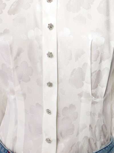 Shop Dolce & Gabbana Jacquard Pussy Bow Shirt In White