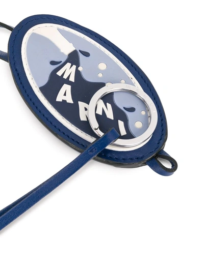 Shop Marni Oval Logo Patch Lanyard In Blue