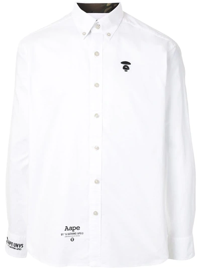 Shop Aape By A Bathing Ape Ape Silhouette Button-down Shirt In White