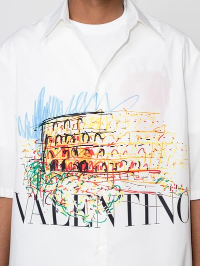 Shop Valentino Roman Sketches Print Shirt In White