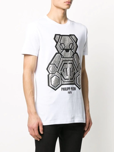 Shop Philipp Plein Rhinestone Teddy Bear T-shirt In White