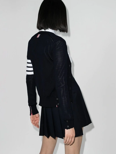 Thom Browne 4-bar Stripe Printed Cardigan In Blue