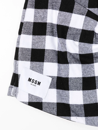 Shop Msgm Checked Culotte Shorts In Black