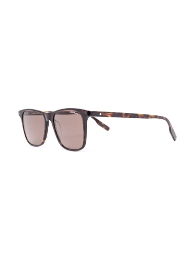 Montblanc Tortoiseshell-effect Square Sunglasses In Braun