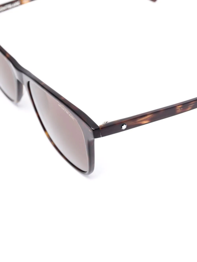 Montblanc Tortoiseshell-effect Square Sunglasses In Braun