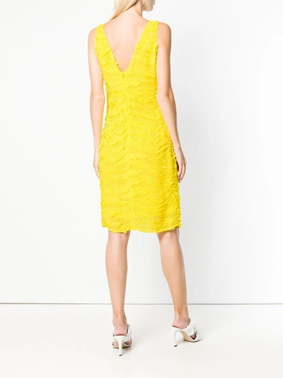 Pre-owned Versace 1990's Textured Fitted Dress In Yellow