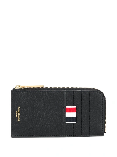 Shop Thom Browne Half Zip-around Wallet In Black