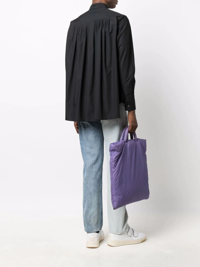 Fumito Ganryu Logo-patch Draped Cotton Shirt In Schwarz