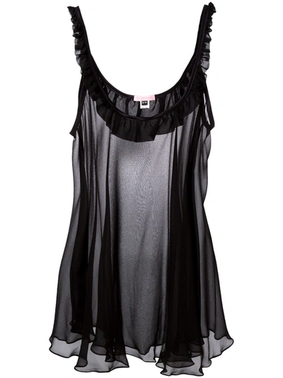 Shop Gilda & Pearl Bardot Sheer Slip Dress In Black