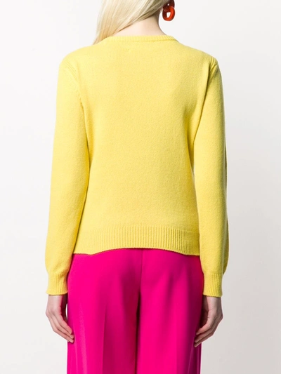 Shop Alberta Ferretti Long Sleeve Sequin-embellished Logo Pullover In Yellow