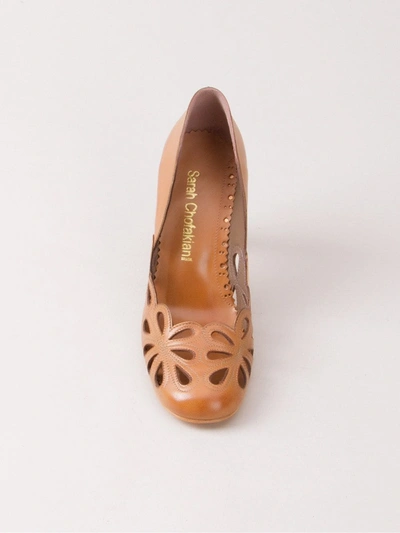 Shop Sarah Chofakian Leather Pumps In Brown