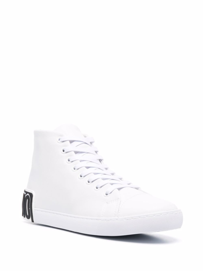 Shop Moschino Logo-print High-top Sneakers In Weiss