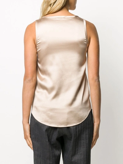 Brunello Cucinelli Reversible Stretch Silk Satin Top In Neutrals