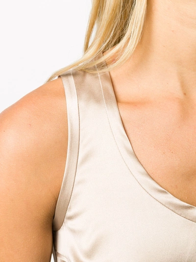 Brunello Cucinelli Reversible Stretch Silk Satin Top In Neutrals