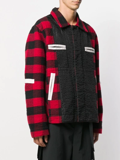 Shop Craig Green Contrast Panel Check Jacket In Black