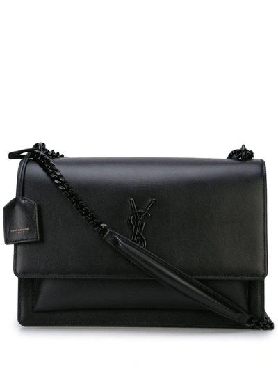 Shop Saint Laurent Sunset Shoulder Bag In Black