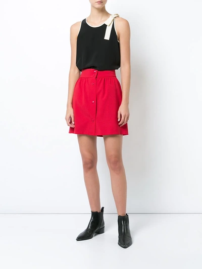 Shop Red Valentino Lace Trim Tank Top In Black