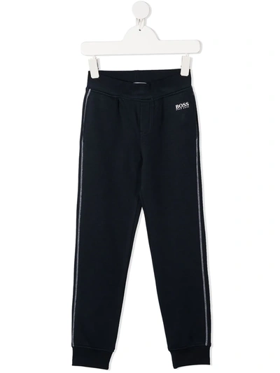 Shop Hugo Boss Contrast Stitching Track Pants In Blue
