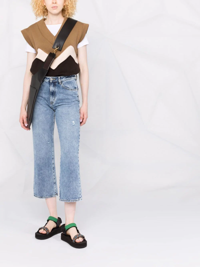 Shop Icon Denim Chloe Cropped Jeans In 蓝色