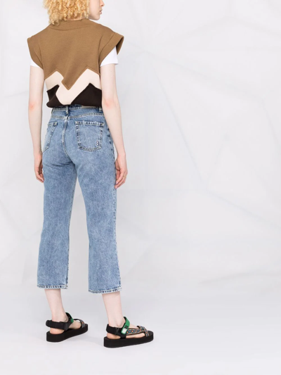 Shop Icon Denim Chloe Cropped Jeans In 蓝色