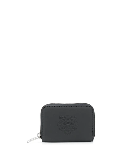 Shop Kenzo Tiger Embossed Leather Purse In Black