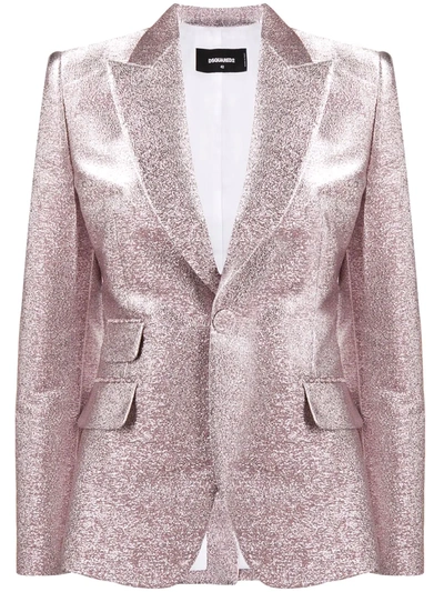 Shop Dsquared2 Glitter Single Breasted Blazer In Pink