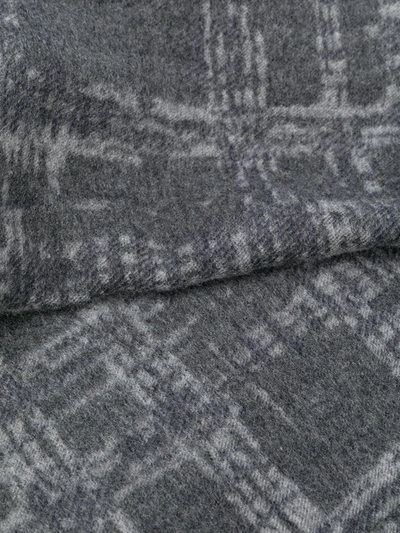 Shop Ermenegildo Zegna Checkered Fringed Scarf In Grey