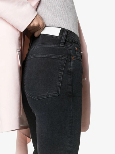 Re/done Stovepipe Raw Hem Jeans In Black