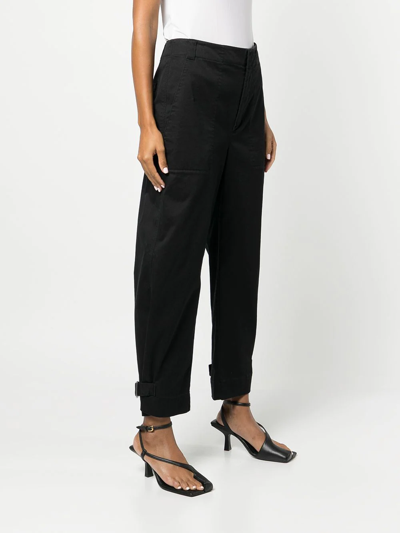 Shop Proenza Schouler White Label Cotton Twill Tapered Trousers In Black