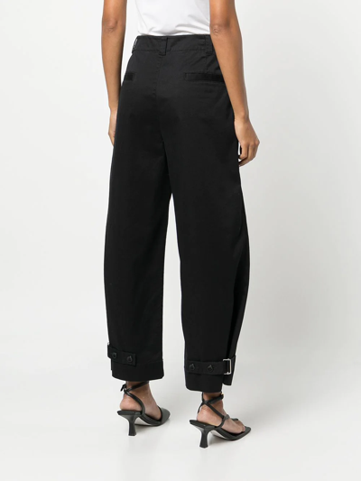 Shop Proenza Schouler White Label Cotton Twill Tapered Trousers In Black