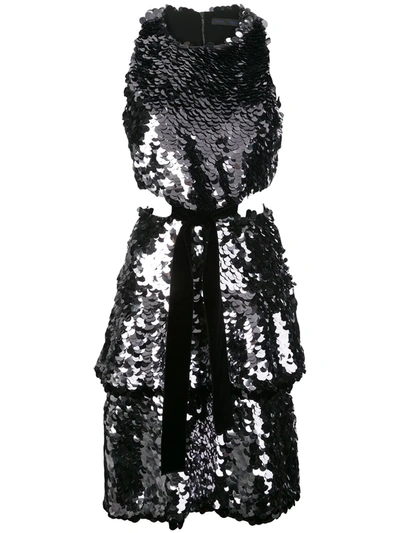Shop Proenza Schouler Sequinned Cut-out Dress In Grey