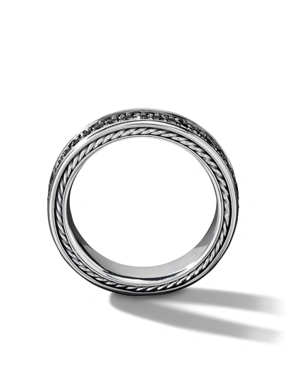 David Yurman Sterling Silver Streamline Two Row Band Diamond Ring In Ssabd