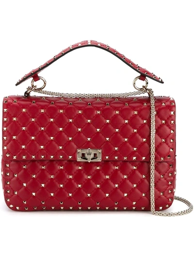 Shop Valentino Rockstud Spike Shoulder Bag In Red