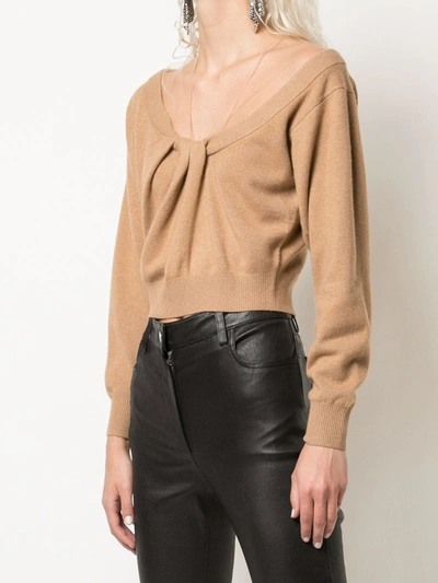 Shop Alexander Wang Draped Neck Cropped Jumper In Brown