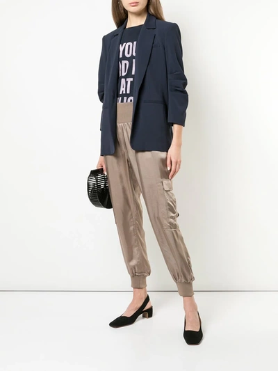 Cinq À Sept Khloe Ruched Sleeve Blazer In Blue
