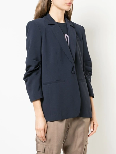 Cinq À Sept Khloe Ruched Sleeve Blazer In Blue