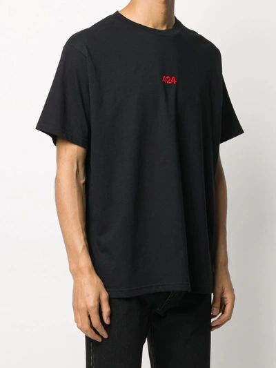 Shop 424 Logo-embroidered Short-sleeved T-shirt In Black