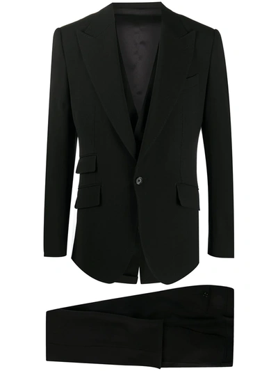 Shop Dolce & Gabbana Single-breasted Three-piece Trouser Suit In Black