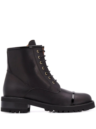 Malone Souliers Bryce 30 Patent-trimmed Leather Ankle Boots In Black