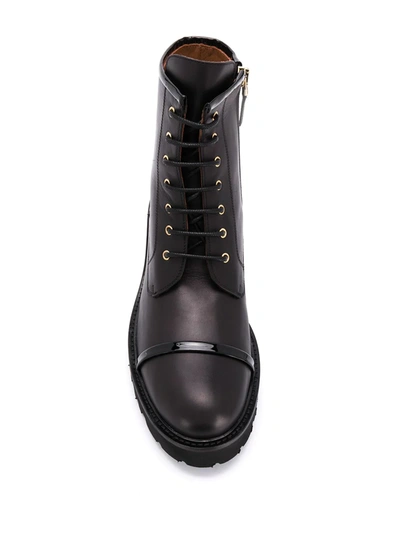 Shop Malone Souliers Chunky Lace-up Leather Boots In Black