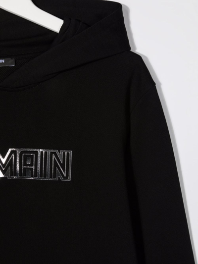 Shop Balmain Logo-print Hoodie In Black