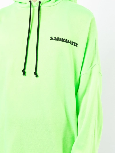 Shop Sankuanz Logo-print Drawstring Hood In Green