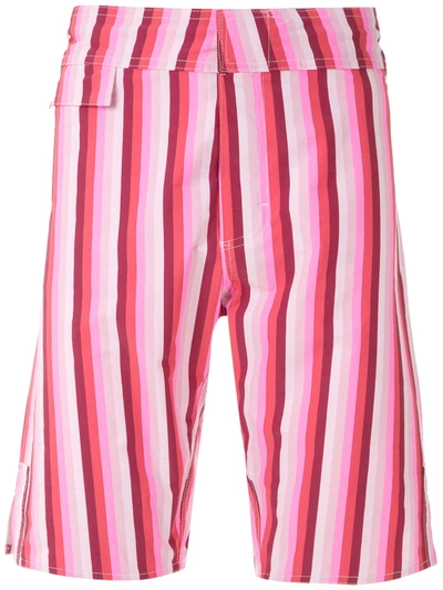 Shop Amir Slama Striped Swim Trunks In Pink