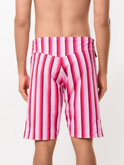 Shop Amir Slama Striped Swim Trunks In Pink