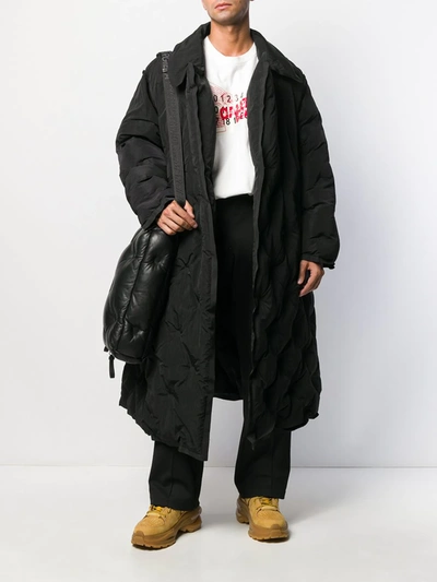 Shop Maison Margiela Oversized Quilted Trench Coat In Black