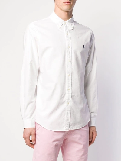 Shop Polo Ralph Lauren Embroidered Logo Shirt In White