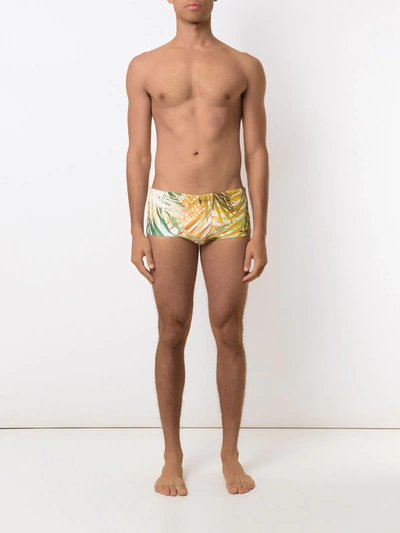 Shop Lygia & Nanny Copacabana Printed Trunks In Yellow