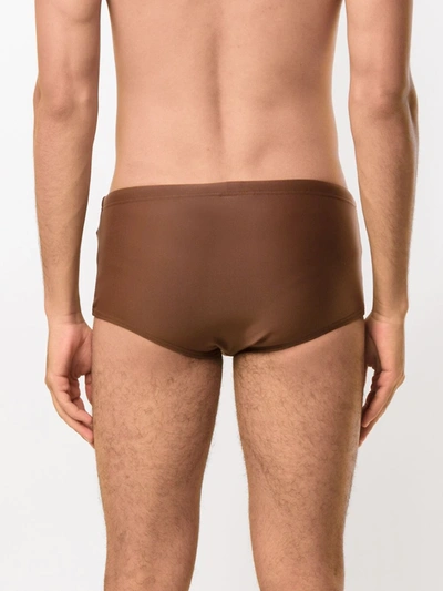 Shop Amir Slama Plain Swim Trunks In Brown