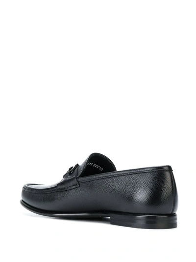 Ferragamo Crown Leather Loafer With Gancini Detail In Black