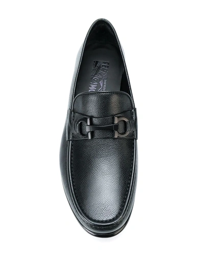 Shop Ferragamo Gancini Horsebit Loafers In Black